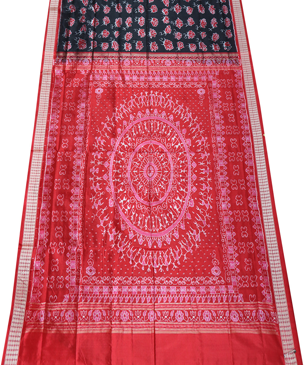Black red silk handloom sambalpuri saree