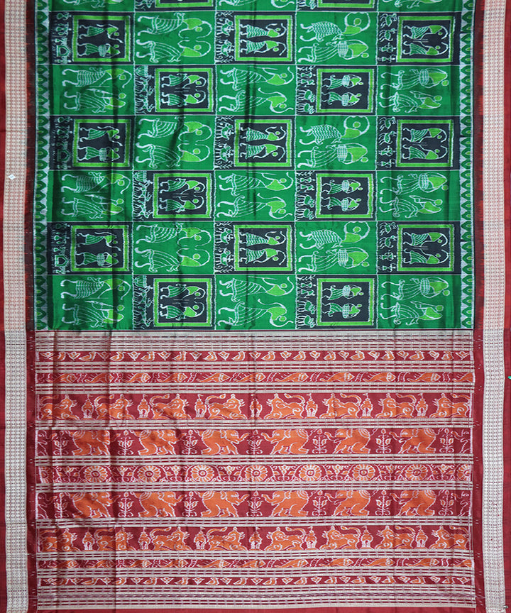 Dark green maroon silk handwoven sambalpuri saree