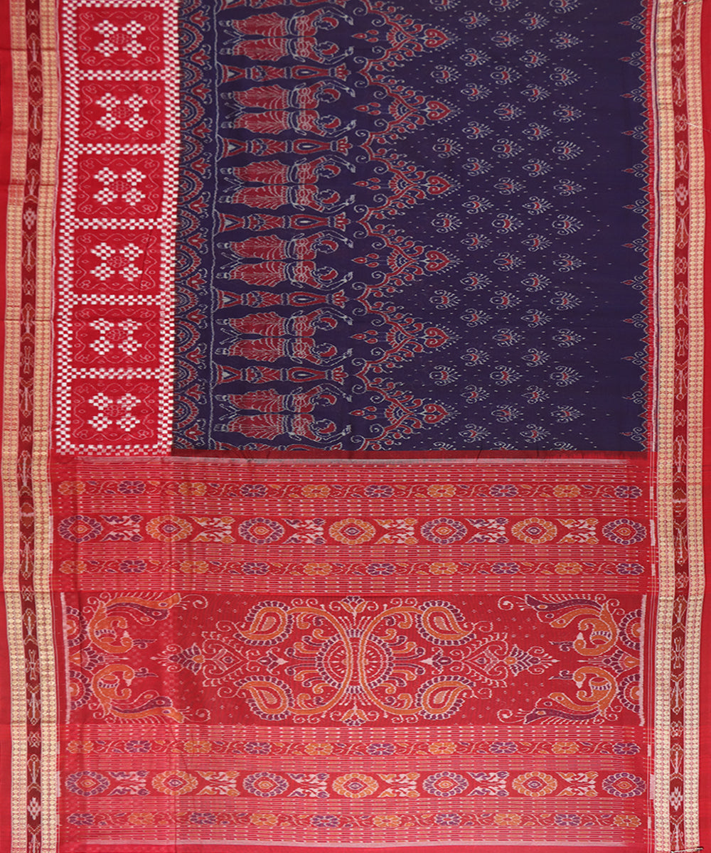 Violet red cotton handwoven sambalpuri saree