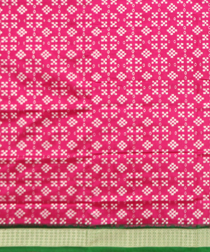 Pink green silk handwoven sambalpuri saree