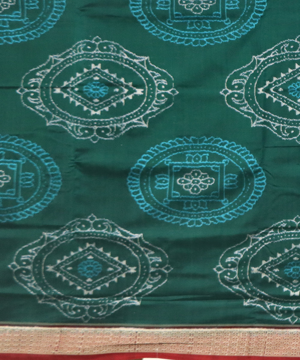 Dark green maroon silk handwoven sambalpuri saree