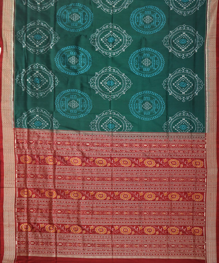 Dark green maroon silk handwoven sambalpuri saree