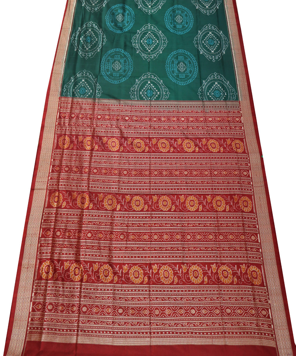 Dark green maroon silk handwoven sambalpuri saree