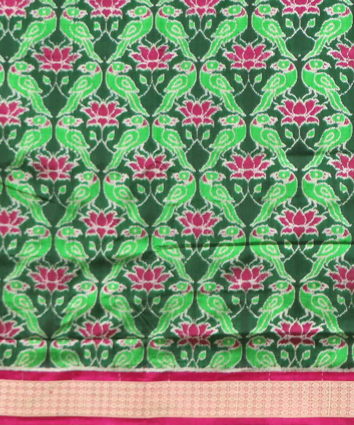 Light green and pink silk handwoven sambalpuri saree