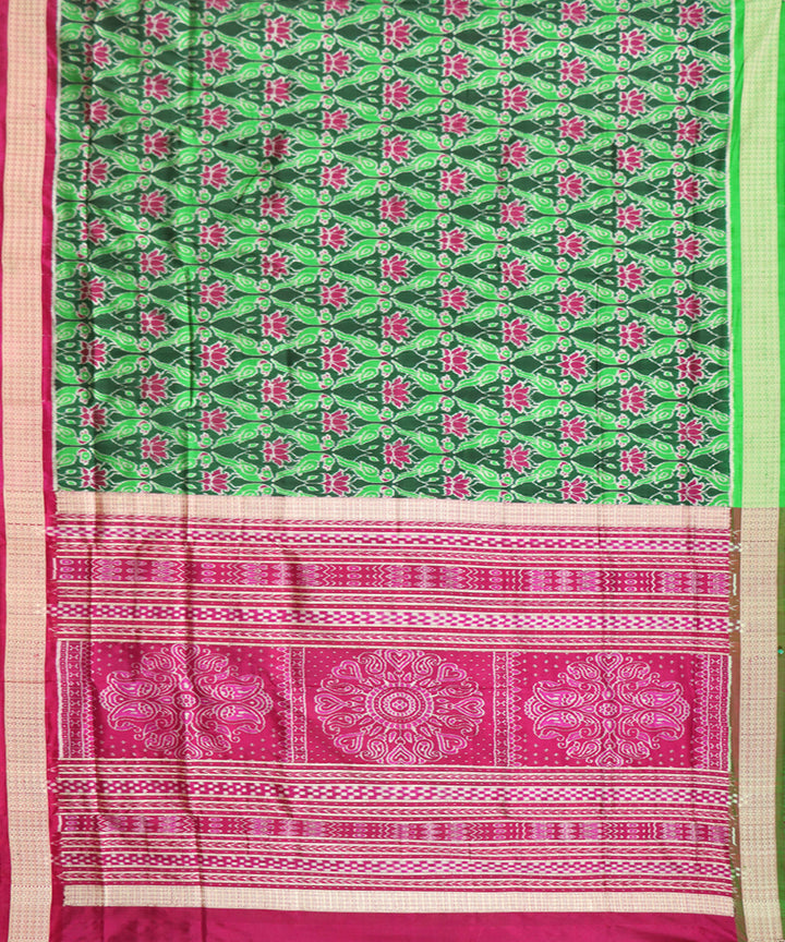 Light green and pink silk handwoven sambalpuri saree