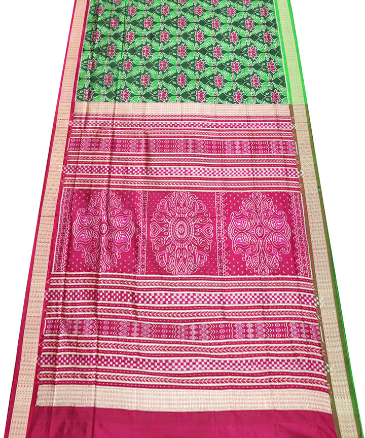 Light green and pink silk handwoven sambalpuri saree