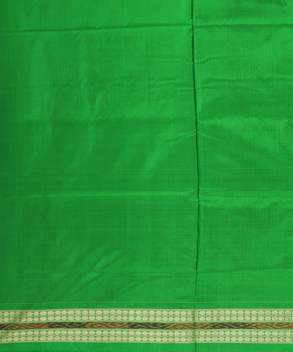 Pink and deep green silk handwoven sambalpuri saree