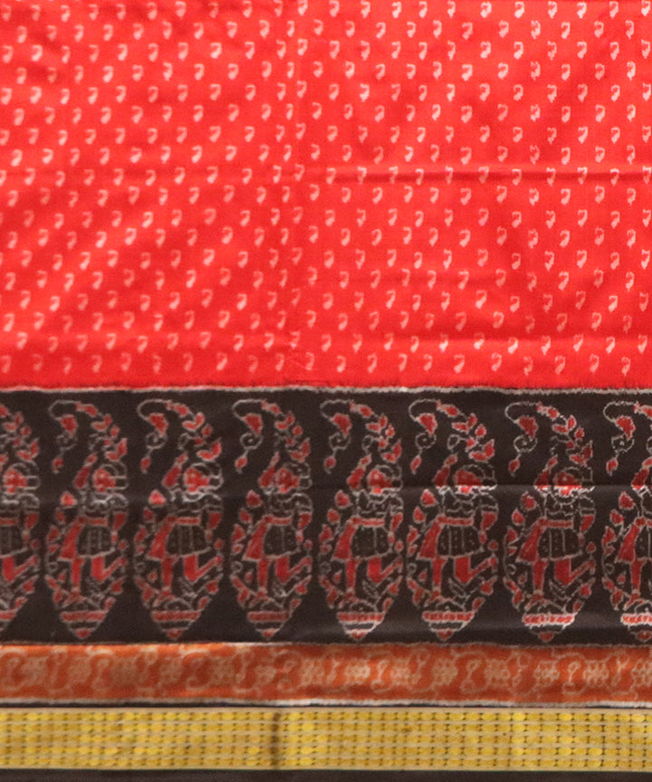 Red black silk handwoven tissue border tissue anchal sambalpuri saree