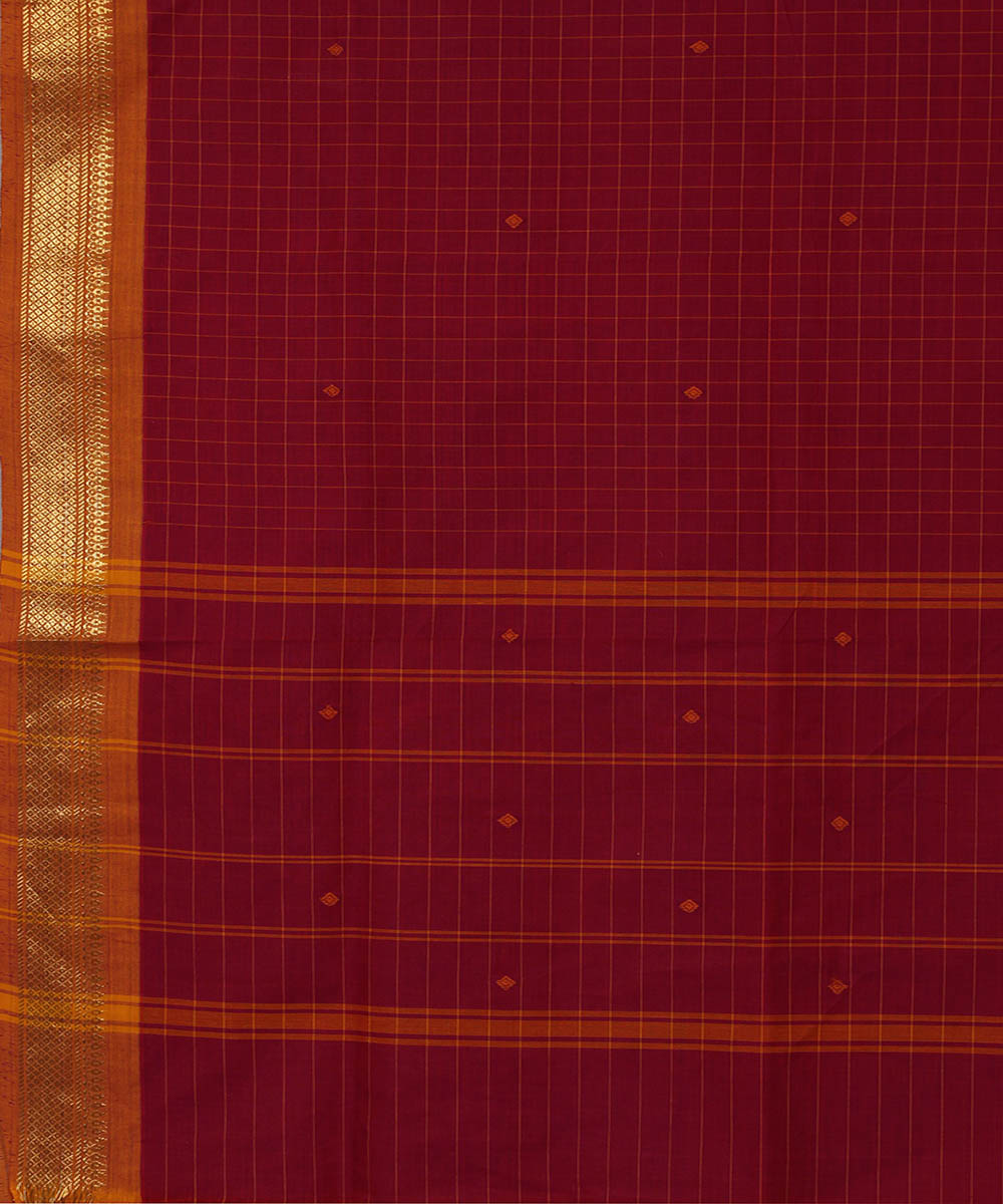 Maroon cotton handwoven venkatagiri saree