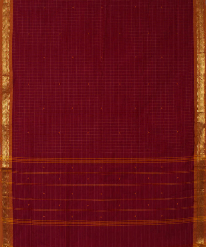 Maroon cotton handwoven venkatagiri saree