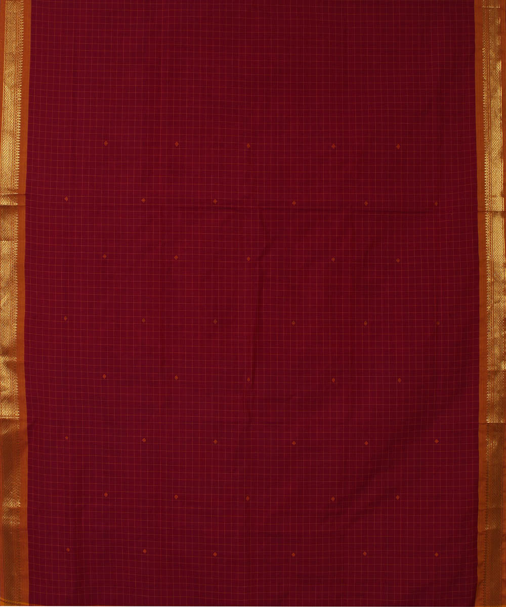 Maroon cotton handwoven venkatagiri saree