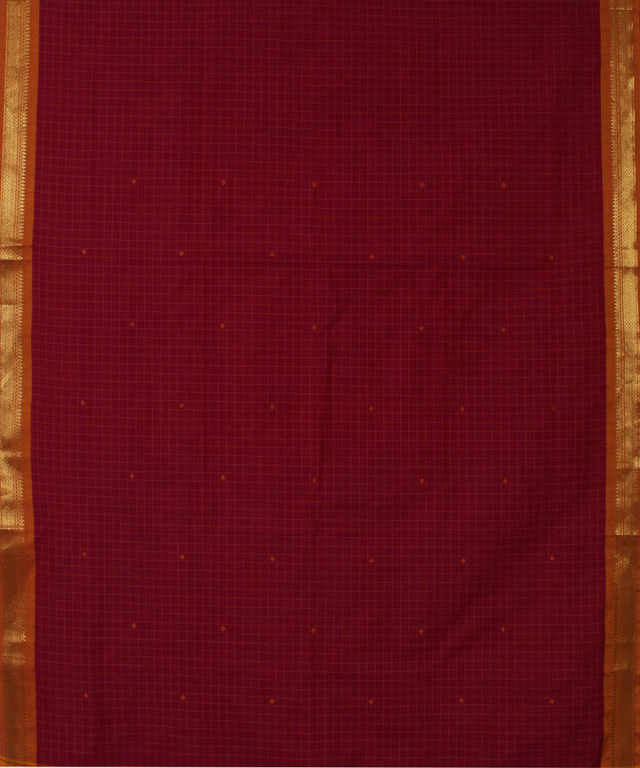 Maroon cotton handwoven venkatagiri saree
