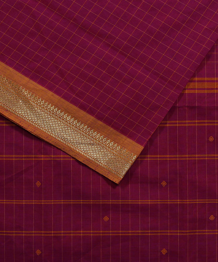 Maroon cotton handwoven venkatagiri saree