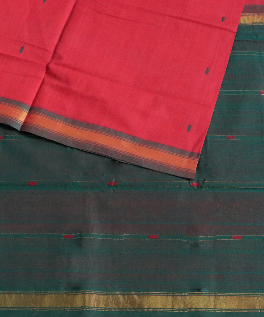 Red green handwoven cotton rajahmundry saree