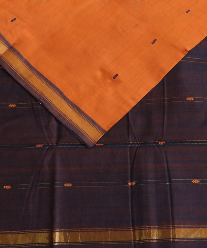 Orange violet handwoven cotton rajahmundry saree