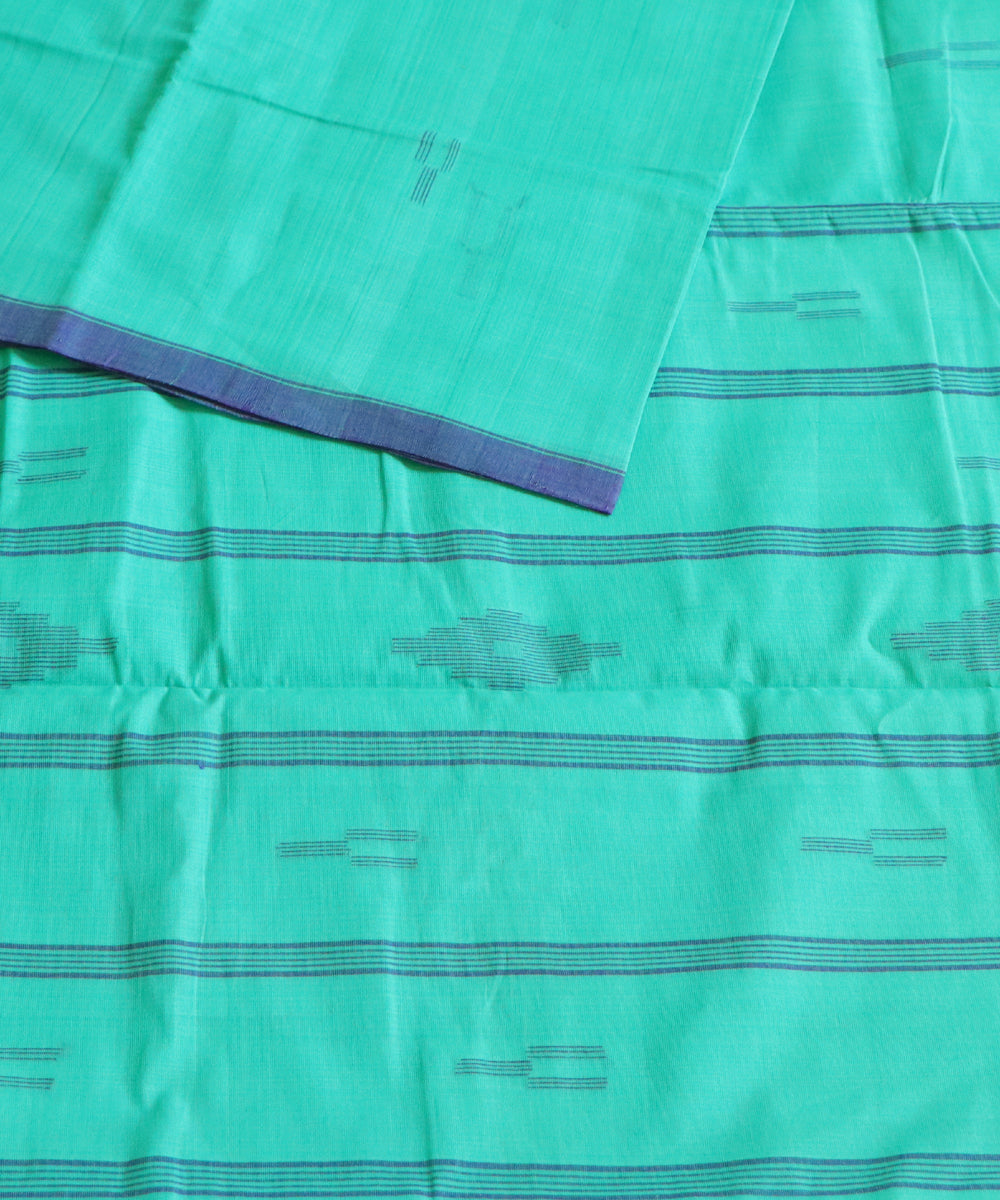 Cyan blue handwoven cotton rajahmundry saree