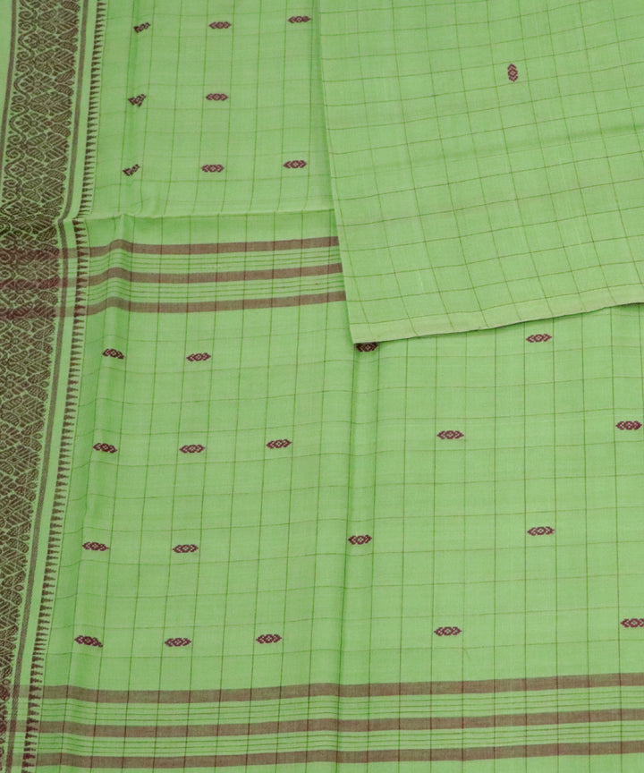 Lime green handwoven cotton rajahmundry saree