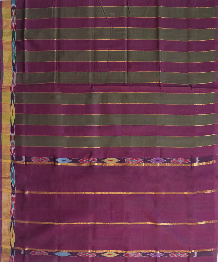Violet green stripes handwoven cotton rajahmundry saree