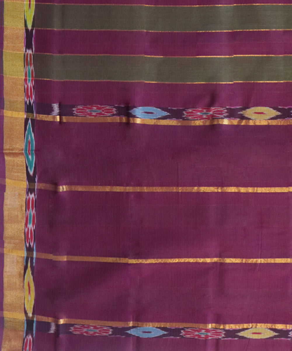 Violet green stripes handwoven cotton rajahmundry saree