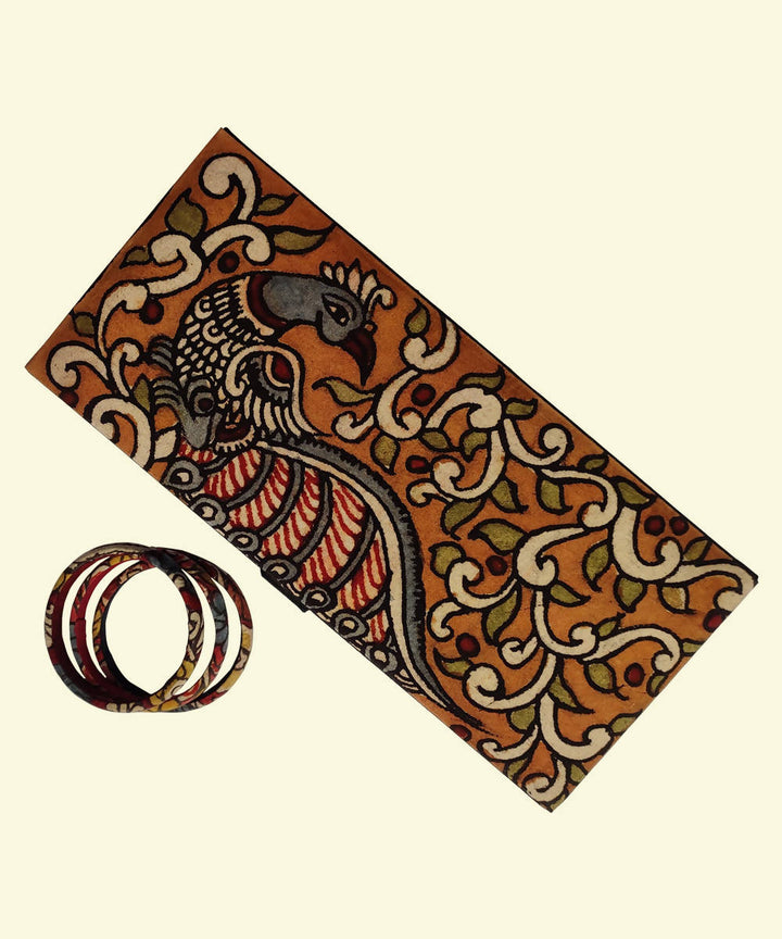 Black Kalamkari craft board base with ghicha silk cotton Bangle Box