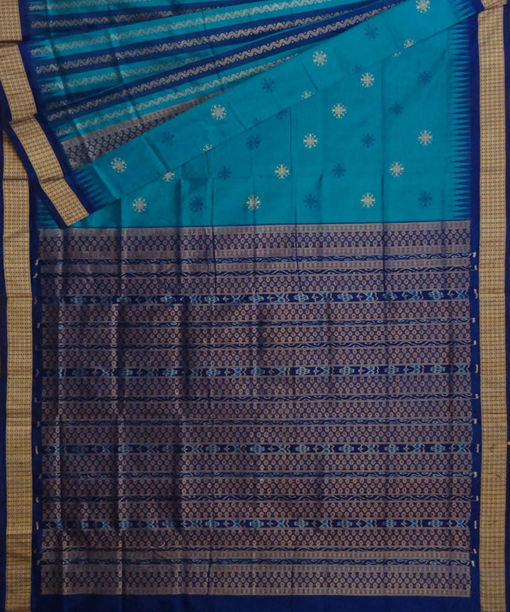 Pacific blue bomkai handloom silk saree