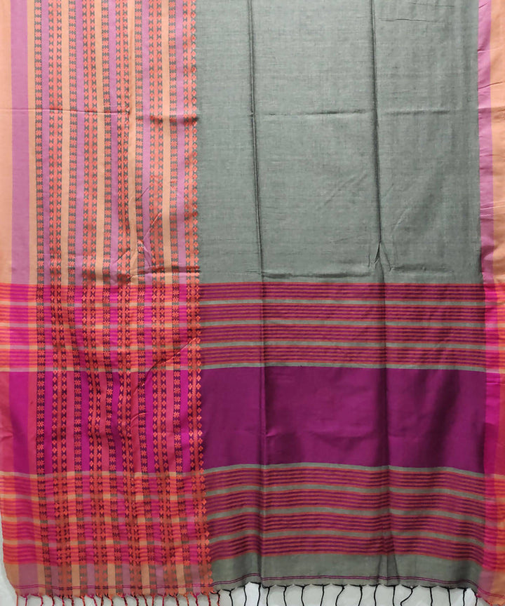 Beige with pink handloom cotton saree