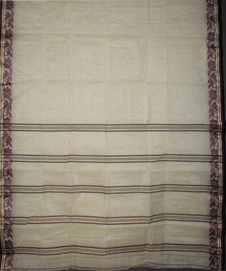 Off white handwoven cotton tant saree