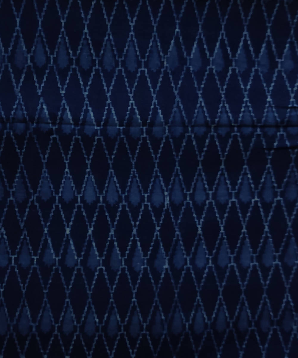 Dark navy natural dye dabu print handspun handwoven cotton fabric