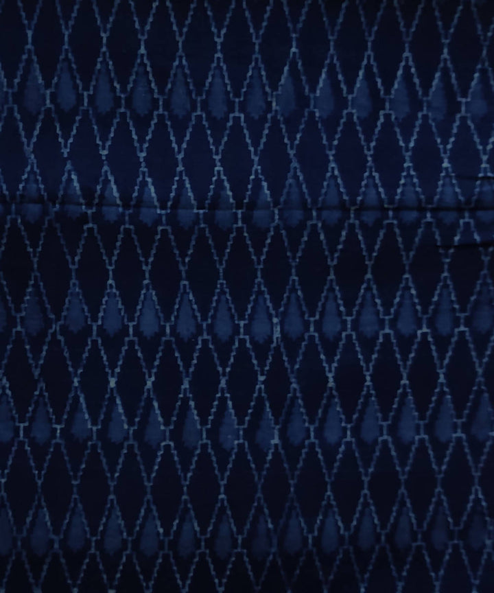 Dark navy natural dye dabu print handspun handwoven cotton fabric