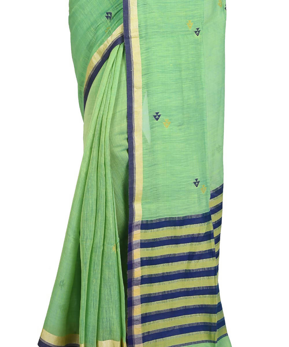 Green handwoven bengal cotton silk saree