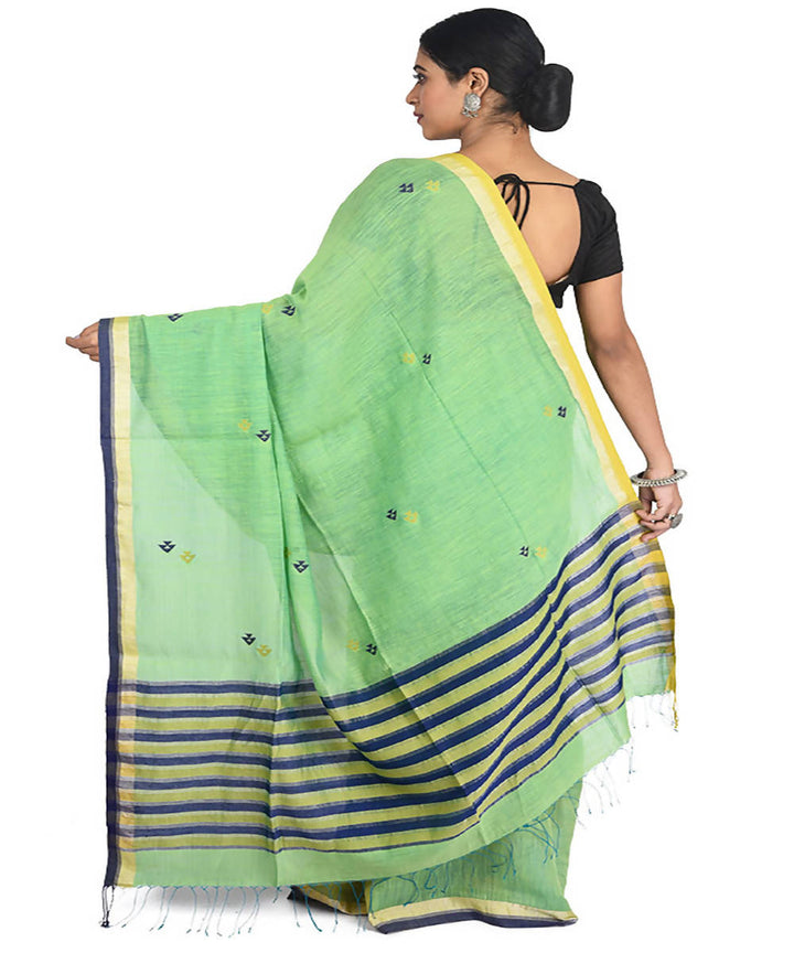 Green handwoven bengal cotton silk saree