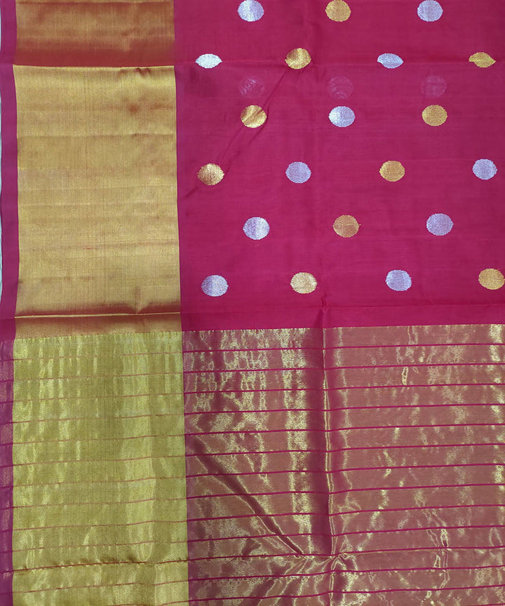 Red handwoven cotton silk venkatagiri saree