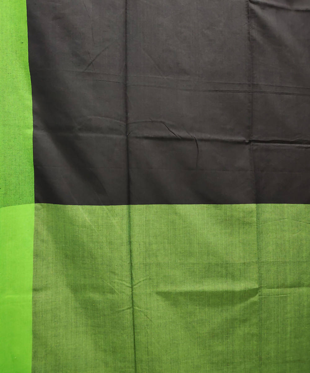 Black light green handloom cotton linen saree