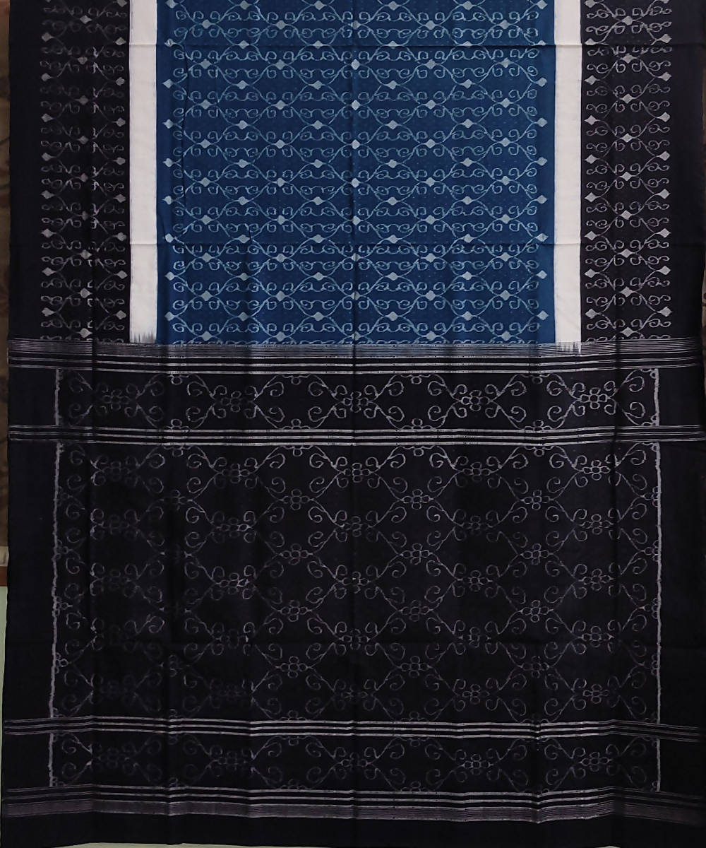 Navy blue black cotton handloom sambalpuri saree