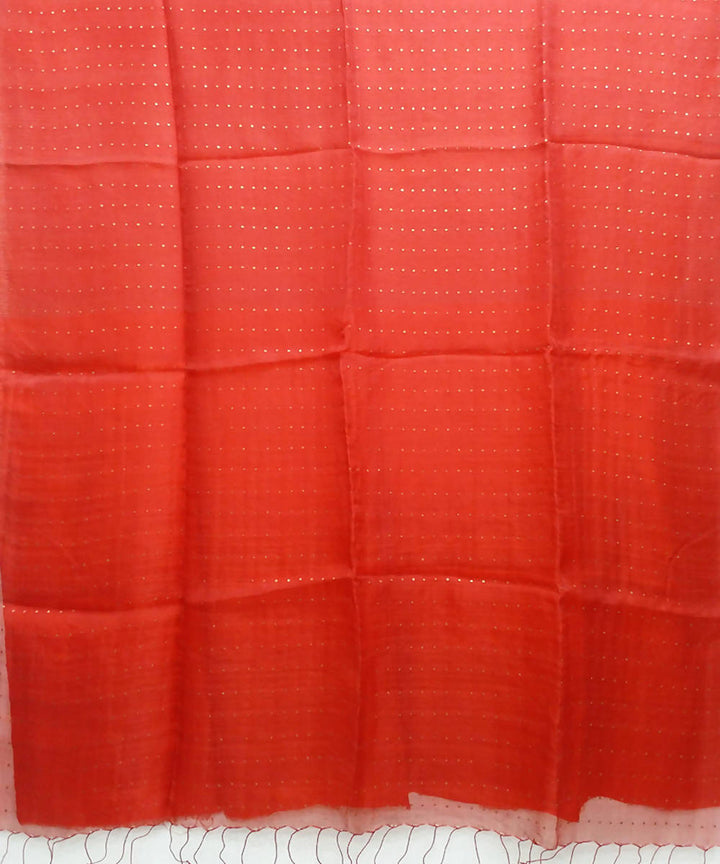 red handwoven Resham silk Half and half sequin Saree