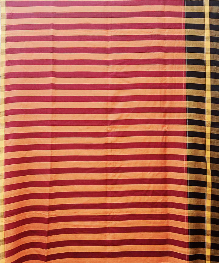 Red black handwoven extra weft cotton saree