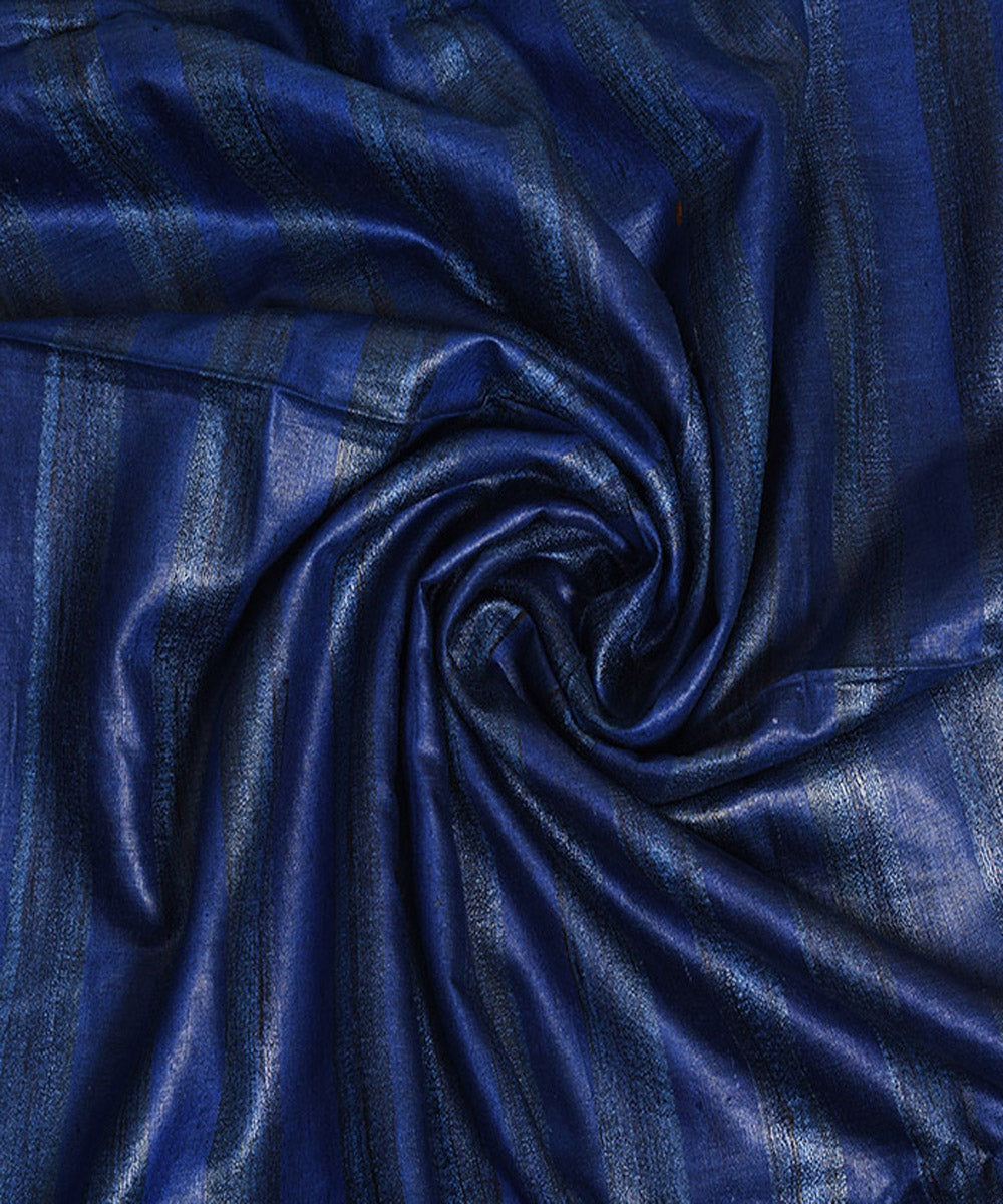 2.5m Navy blue handwoven ghicha tussar silk kurta material