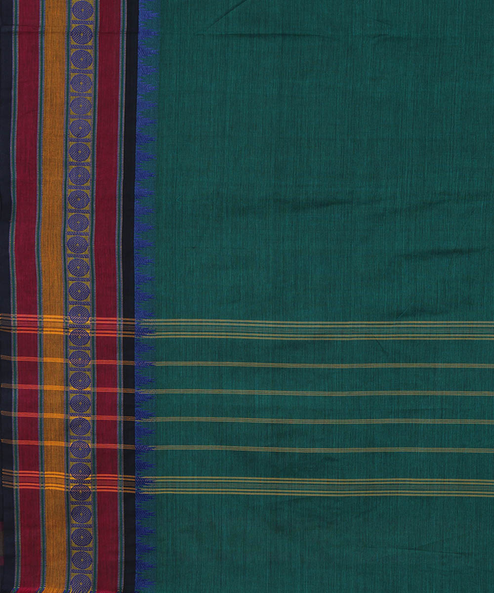 Turquoise cotton handwoven venkatagiri saree