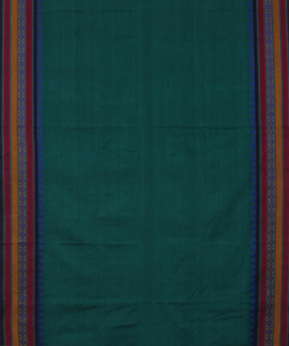 Turquoise cotton handwoven venkatagiri saree