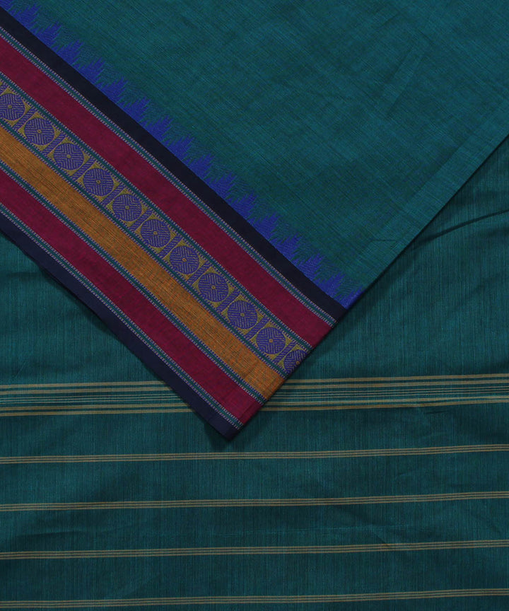 Turquoise cotton handwoven venkatagiri saree