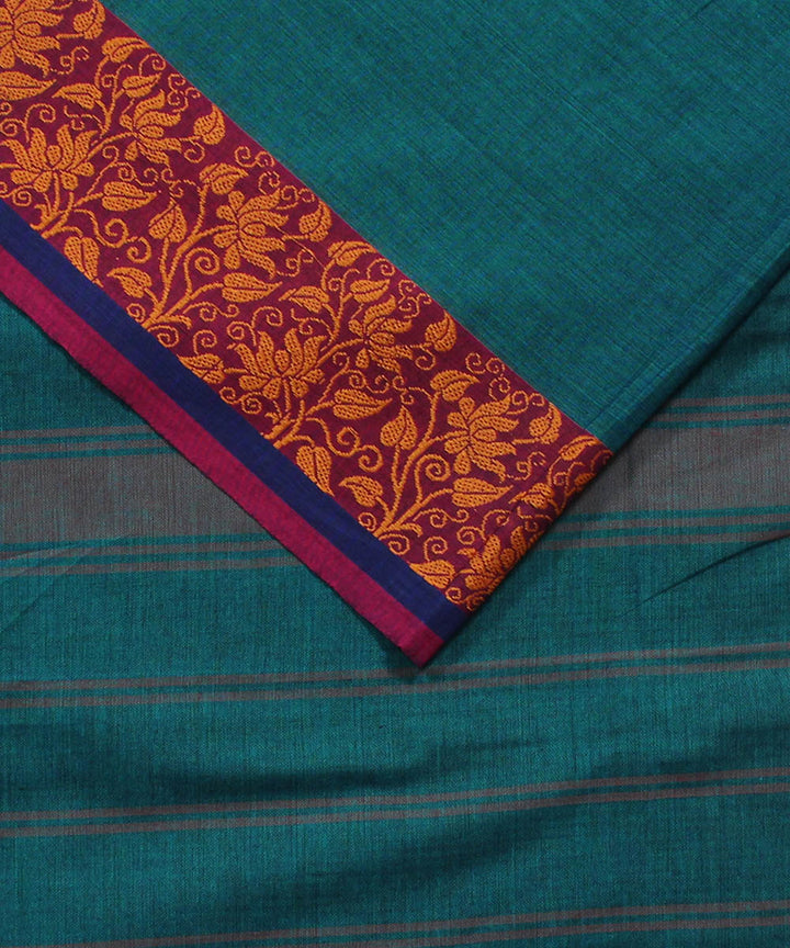 Blue grey cotton handwoven venkatagiri saree