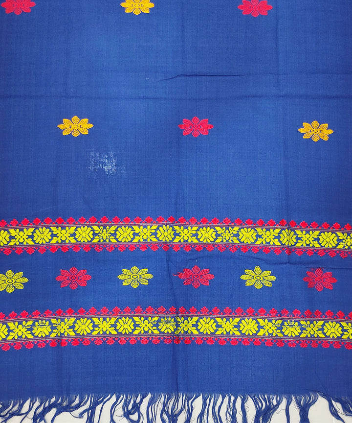 Navy blue handloom cotton assam stole
