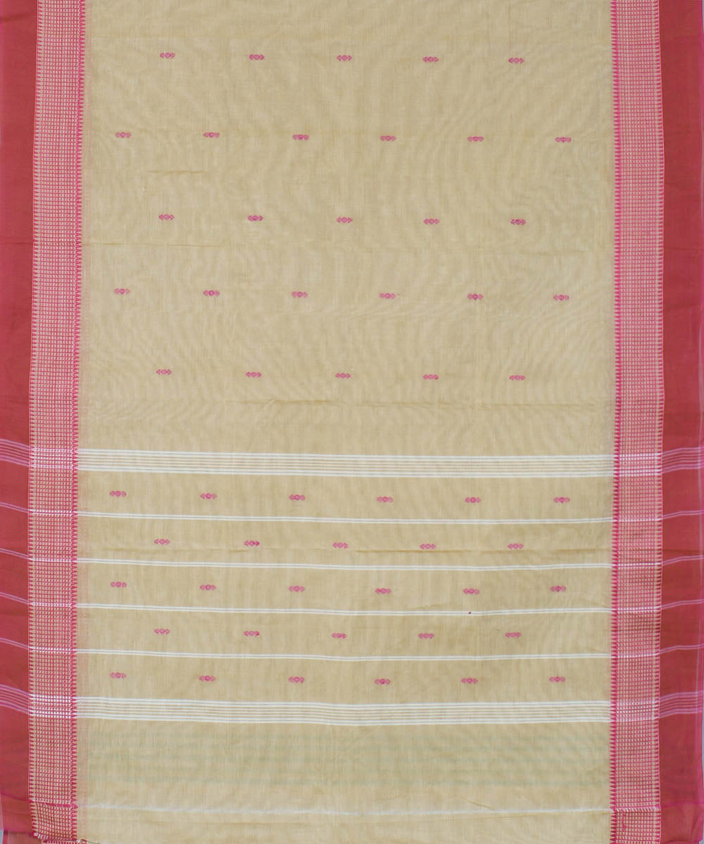 Beige cotton handwoven venkatagiri saree