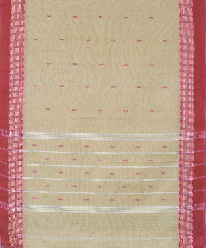 Beige cotton handwoven venkatagiri saree