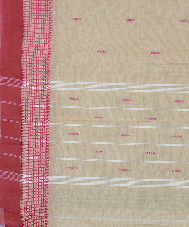 Beige cotton handwoven venkatagiri saree