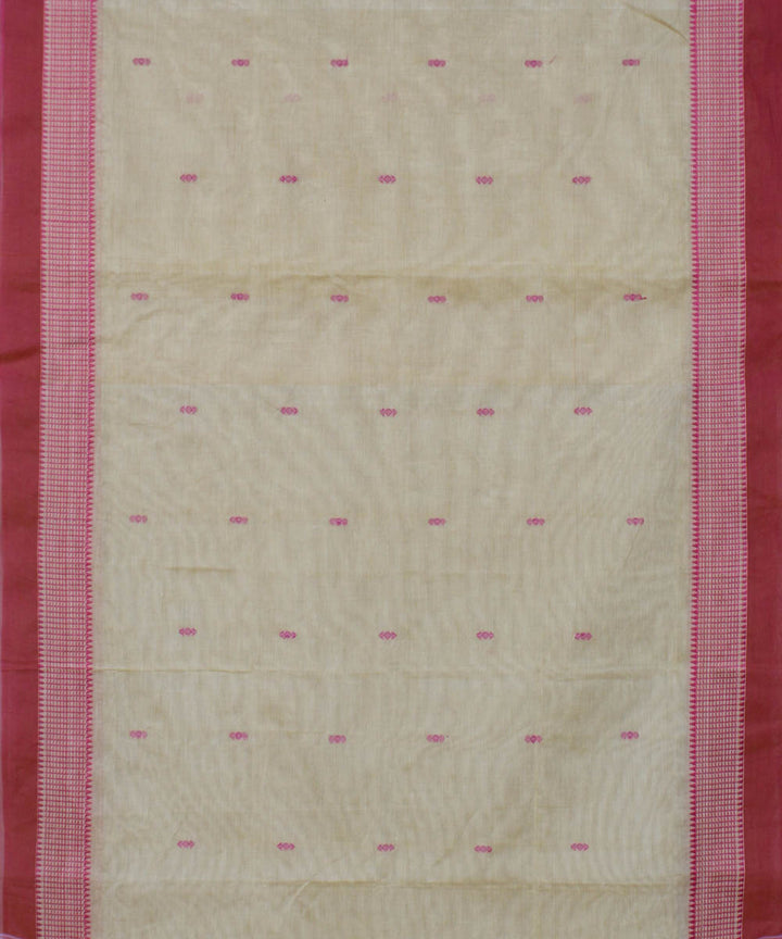 Beige cotton handwoven venkatagiri saree
