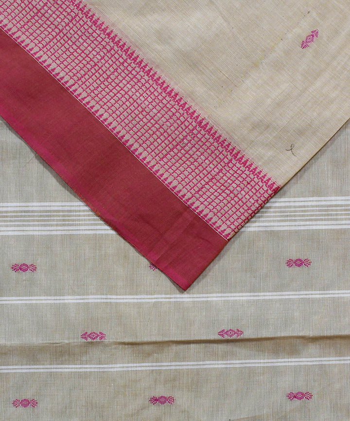 Beige cotton handwoven venkatagiri saree