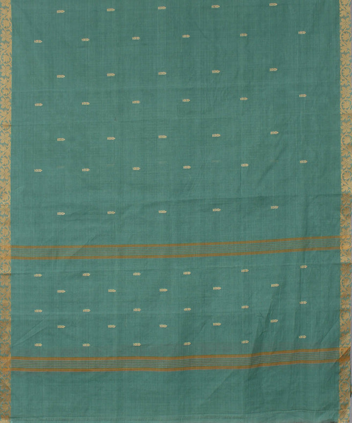 Pale grey green cotton handwoven venkatagiri saree