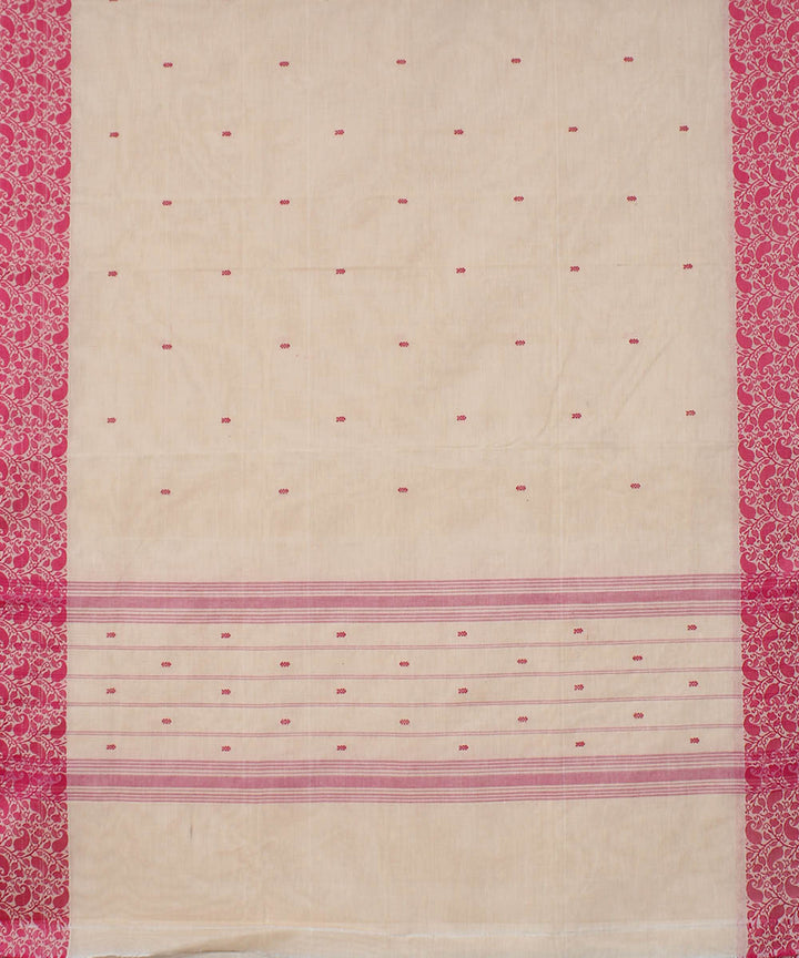 Beige pink cotton handwoven venkatagiri saree