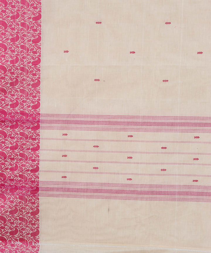 Beige pink cotton handwoven venkatagiri saree